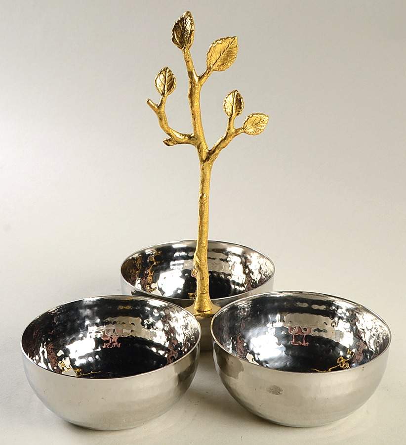 Giftware (Metal, Hollowware) 3 Section Nut Serving Bowl by Elegance Silver-1