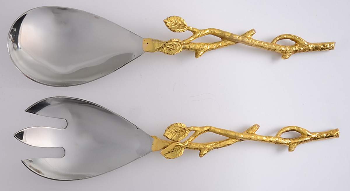 Giftware (Metal, Hollowware) (2 Pc) Solid Salad Set by Elegance Silver-1