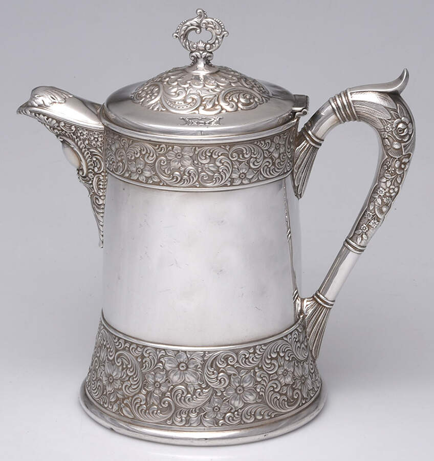 43 (Silverplate, Hollowware) Ice Pitcher/Porcelain Liner by EG  Webster-1