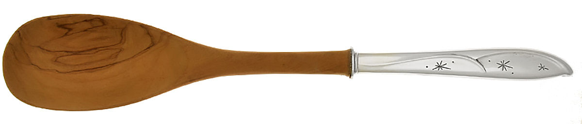 Romance of The Stars (Sterling, 1959) Salad Serving Spoon with Wooden Bowl by Fine Arts-1