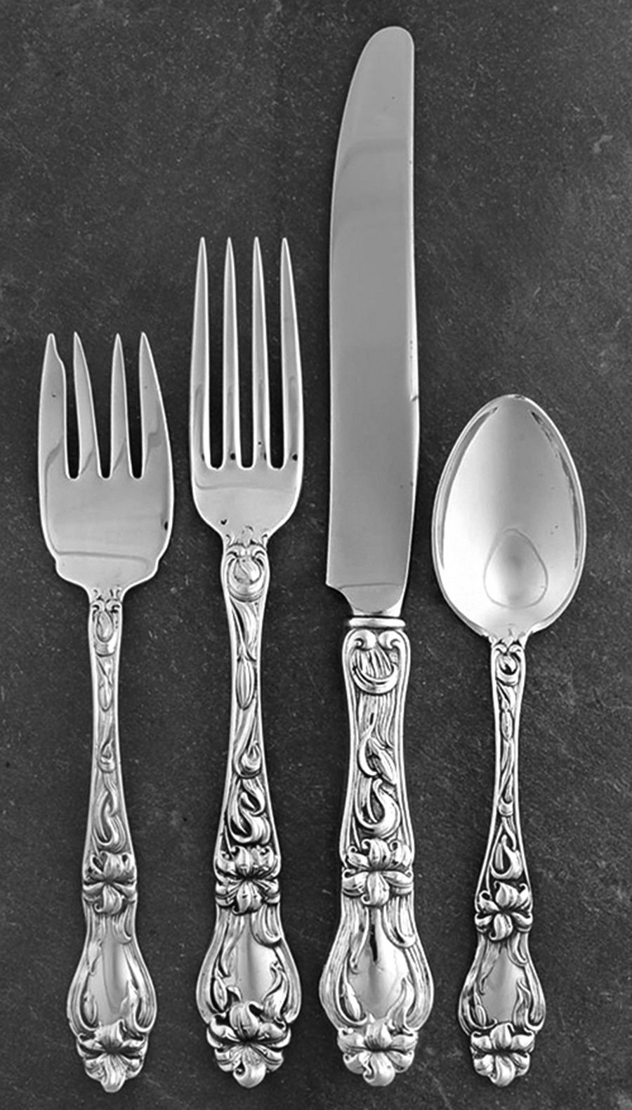 Lily-Floral (Sterling, 1910) 4 Piece Place Size Setting by Frank Whiting-1