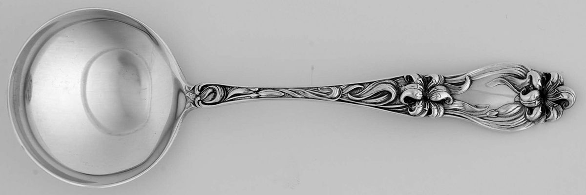 Lily-Floral (Sterling, 1910) Round Bowl Soup Spoon (Bouillon) by Frank Whiting-1