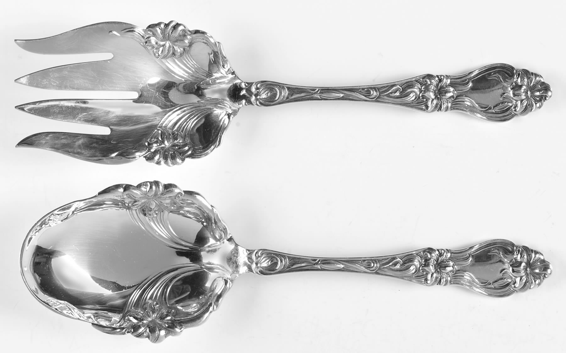 Lily-Floral (Sterling, 1910) (2 Pc) Solid Salad Set by Frank Whiting-1