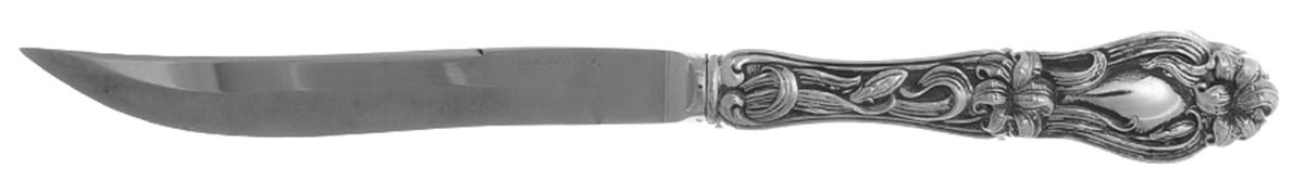 Lily-Floral (Sterling, 1910) Individual Steak Knife w/Bevel Blade by Frank Whiting-1