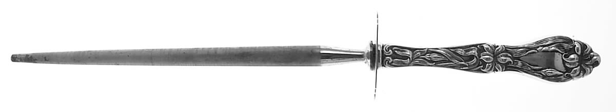 Lily-Floral (Sterling, 1910) Large Roast Steel Rod Knife Sharpener by Frank Whiting-1