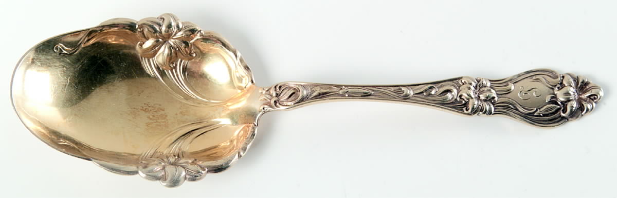 Lily-Floral (Sterling, 1910) Solid Salad Serving Spoon by Frank Whiting-1