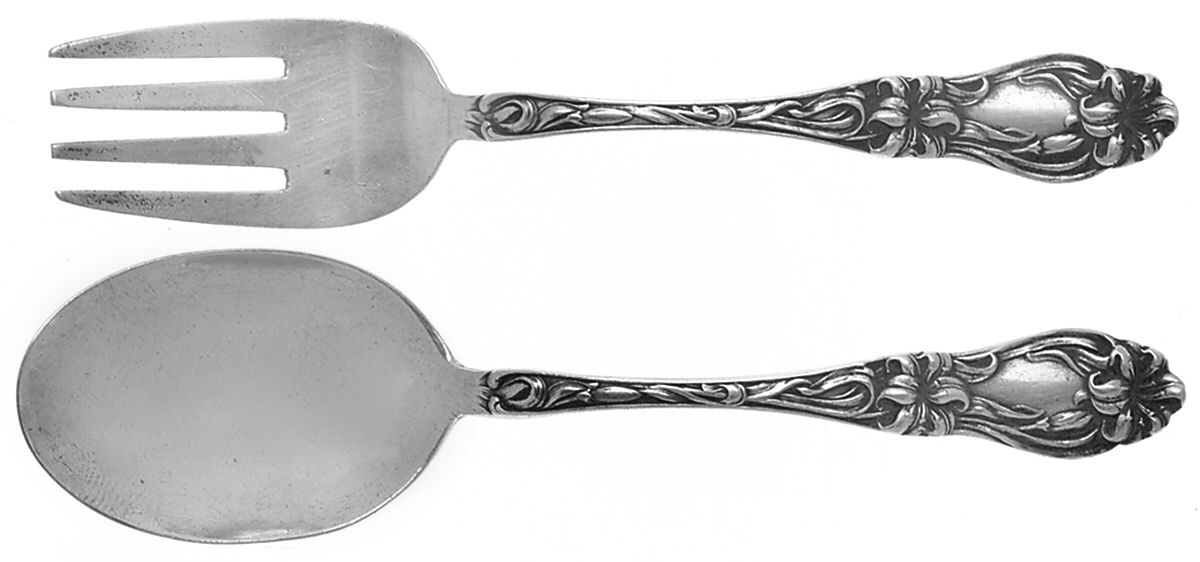Lily-Floral (Sterling, 1910) 2 Pc Baby Set (BF, BS) by Frank Whiting-1