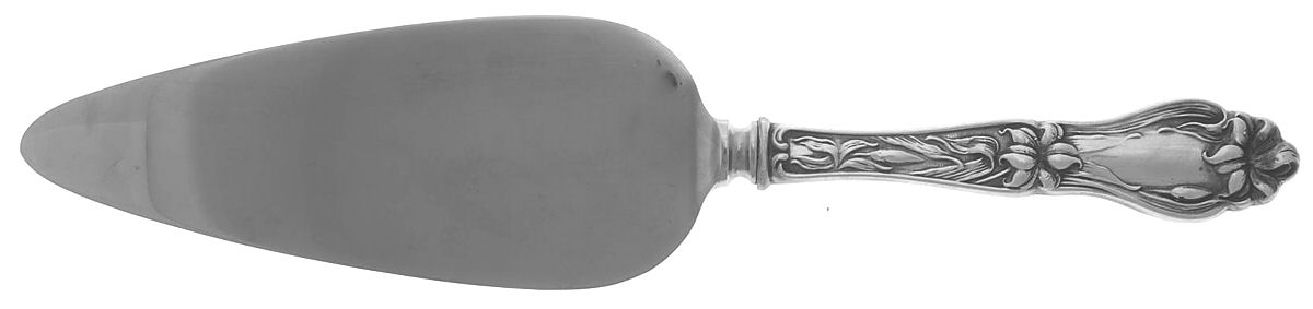 Lily-Floral (Sterling, 1910) Pie Server with Stainless Blade by Frank Whiting-1