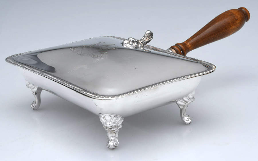 Silverplate Hollowware Silent Butler with Hinged Lid by F B Rogers-1