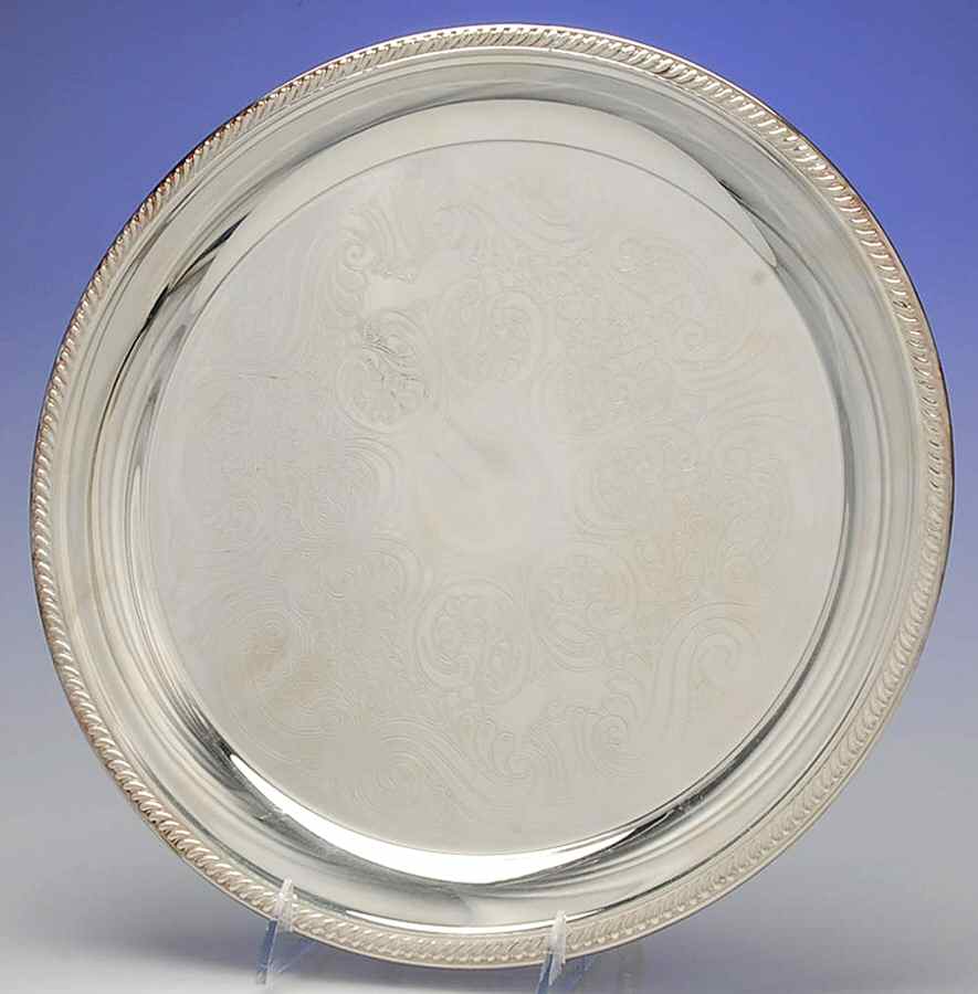 Silverplate Hollowware 12" Round Tray by F B Rogers-1