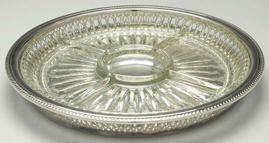 Silverplate Hollowware 5 Part Relish with Glass Divided Liner by F B Rogers-1