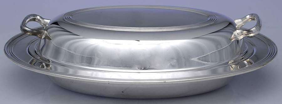 Silverplate Hollowware 12" Oval Double Vegetable by F B Rogers-1