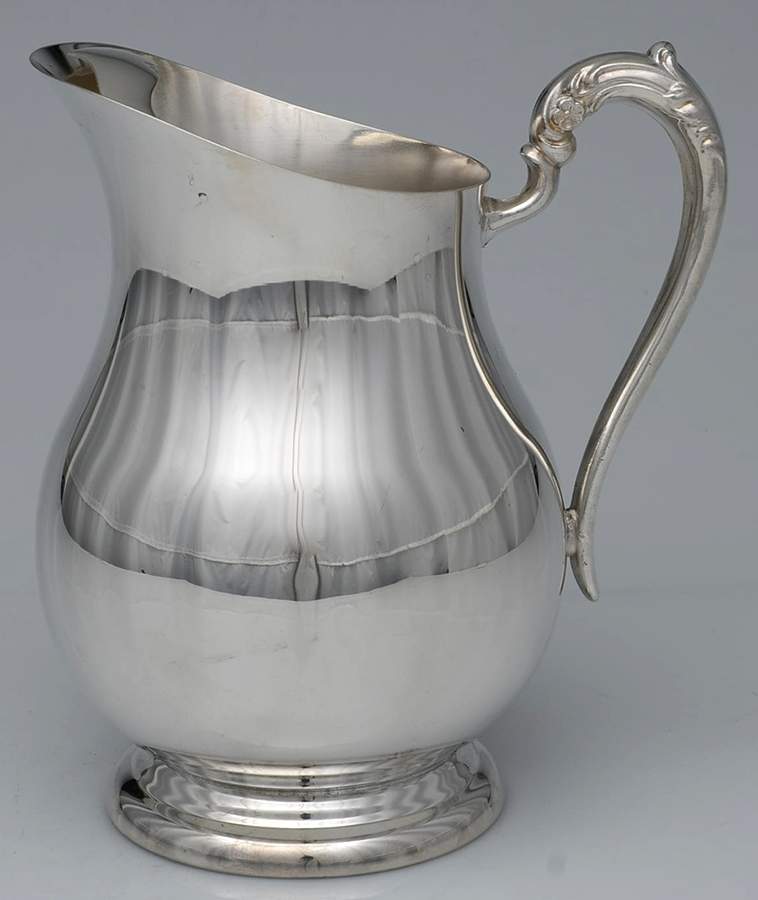 Silverplate Hollowware Plated Water Pitcher with Ice Lip by F B Rogers-1