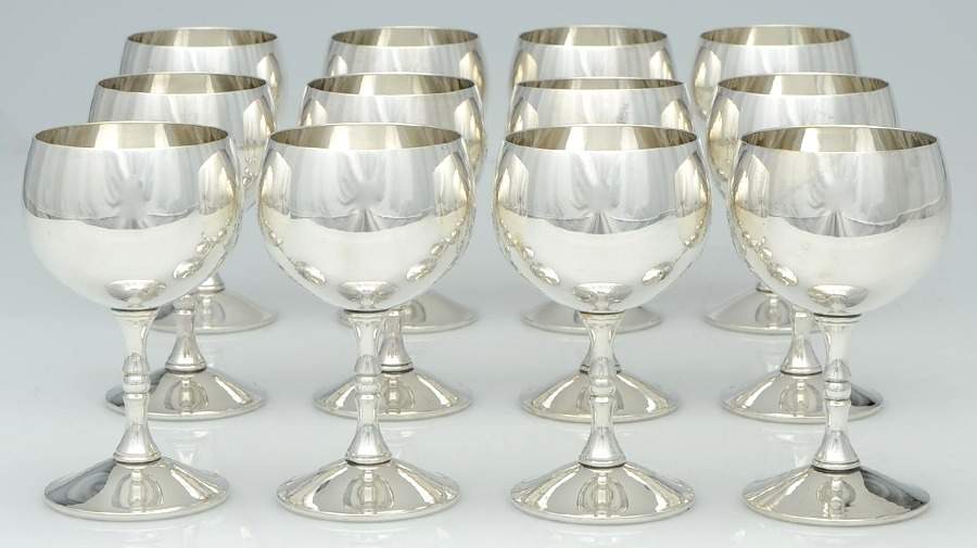 Silverplate Hollowware Wine Goblet - Set of 12 by F B Rogers-1