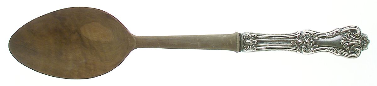 Federal Cotillion (Sterling, 1901, No Monograms) Salad Serving Spoon with Wooden Bowl by Frank Smith-1