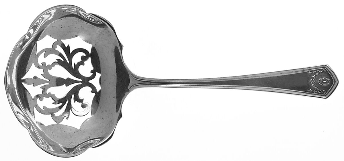 Georgian Garland (Sterling, 1914) Solid Bon Bon Spoon with Pierced Bowl by Frank Smith-1