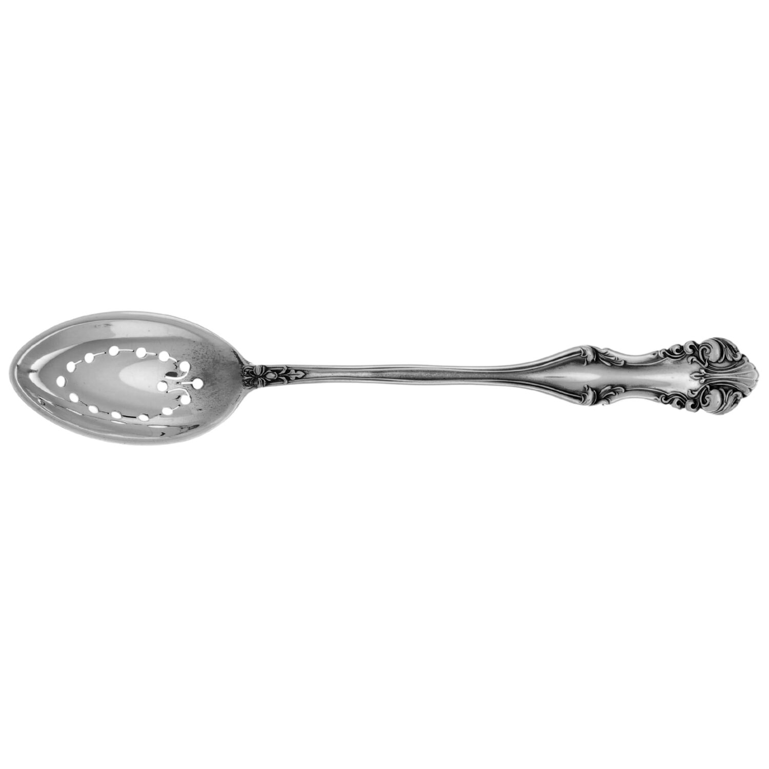 George VI (Sterling, 1912) Pierced Bowl Short Handle Olive Spoon by Frank Smith-1