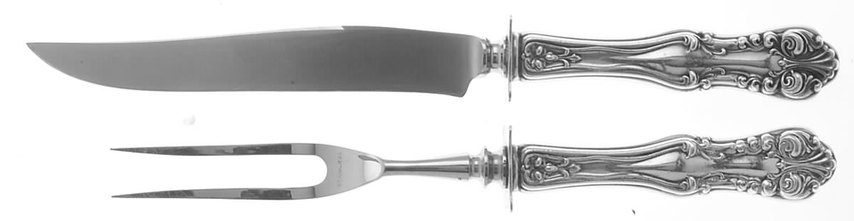 George VI (Sterling, 1912) Small Stainless Blade 2-Piece Steak Carving Set by Frank Smith-1