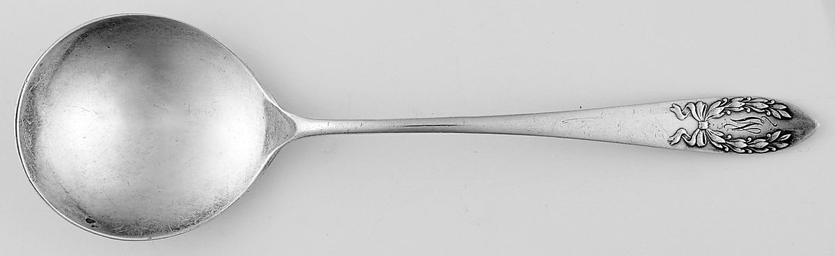 Laurel (Sterling, 1927) Monogram Round Bowl Soup Spoon (Bouillon) by Frank Smith-1