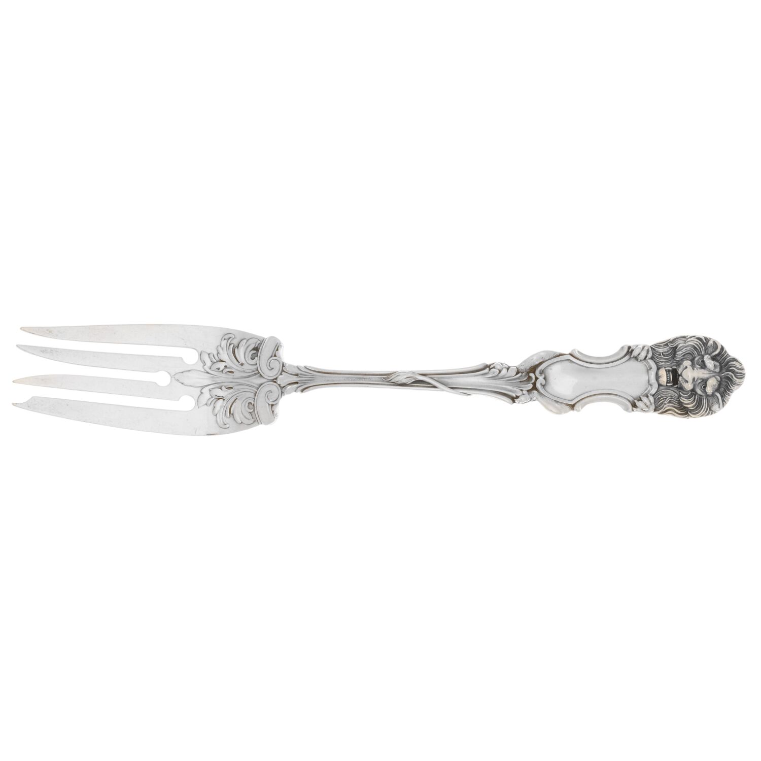Lion (Sterling, 1903, No Monograms) Medium Solid Cold Meat Serving Fork by Frank Smith-1