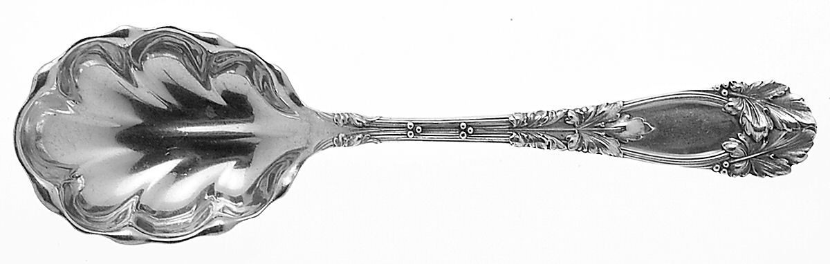 Oak (Sterling, 1912, Monograms) Sugar Shell Spoon by Frank Smith-1