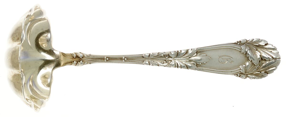 Oak (Sterling, 1912, Monograms) Solid Gravy Ladle by Frank Smith-1