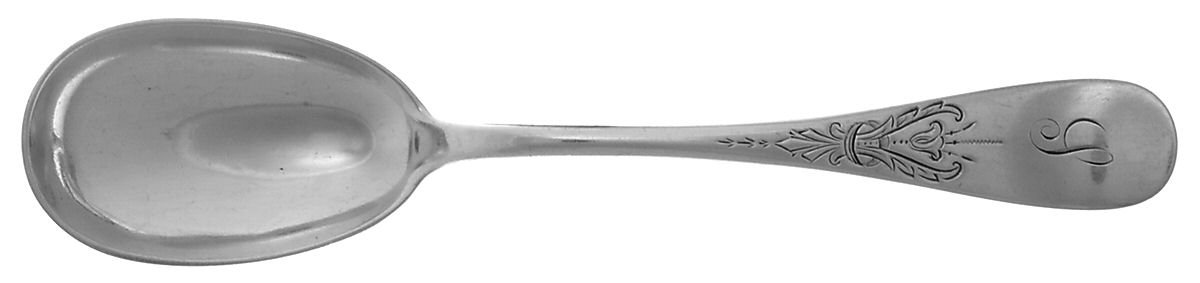 Old English Engraved (Sterling, 1890) Large Jelly Spoon by Frank Smith-1