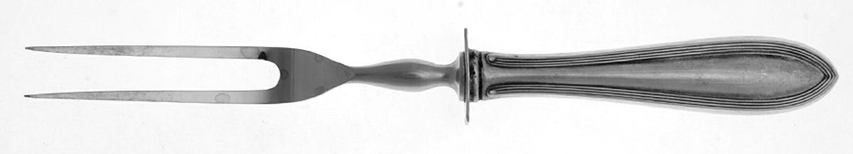 Pilgrim (Sterling, 1909) Small Steak Carving Fork, Silverplate Prongs by Frank Smith-1
