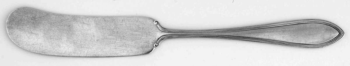 Pilgrim (Sterling, 1909) Flat Handle Butter Spreader by Frank Smith-1