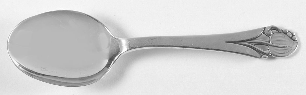 Woodlily (Sterling, 1945, Satin) Straight Handle Baby Spoon by Frank Smith-1