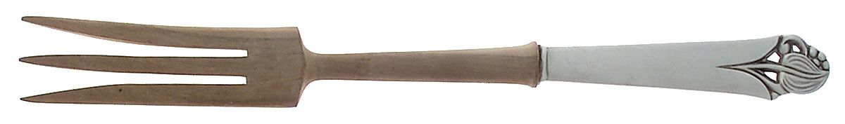 Woodlily (Sterling, 1945, Satin) Salad Serving Fork with Wooden Prongs by Frank Smith-1