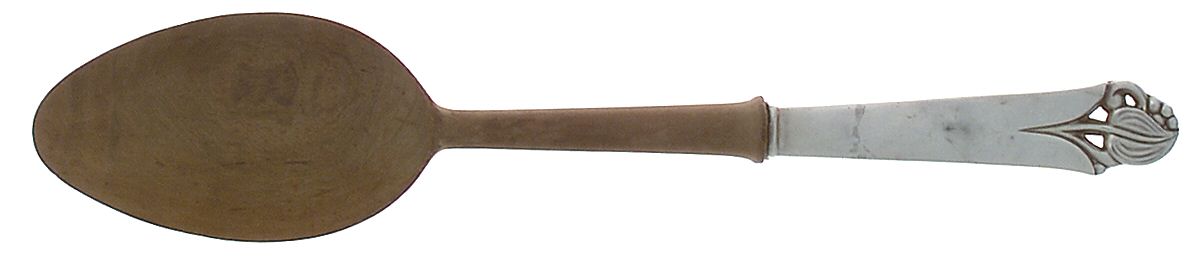 Woodlily (Sterling, 1945, Satin) Salad Serving Spoon with Wooden Bowl by Frank Smith-1