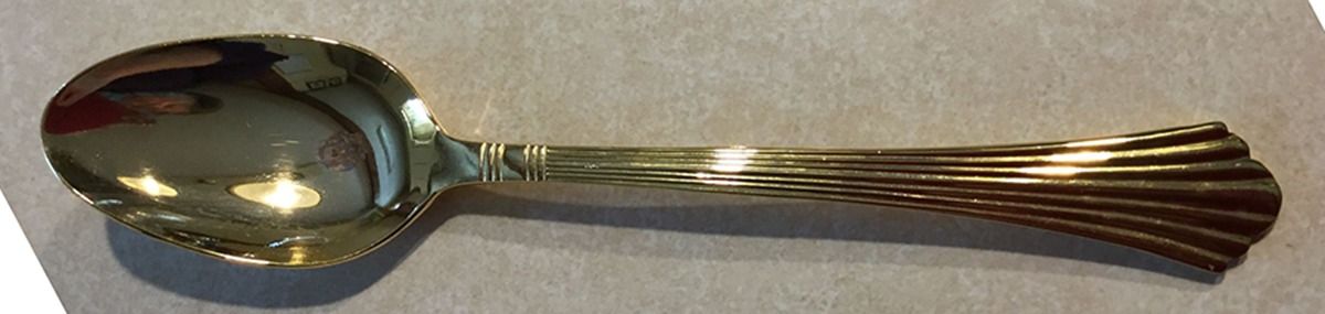 Golden Heron (Gold Electreoplate) Place/Oval Soup Spoon by Farberware-1