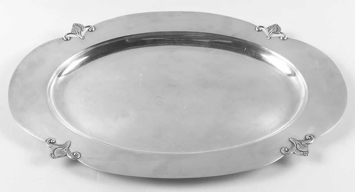 Woodlily (Sterling, 1945, Hollowware) 18" Oval Serving Platter by Frank Smith-1