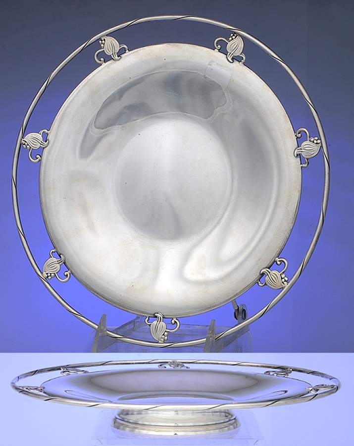 Woodlily (Sterling, 1945, Hollowware) Pierced Footed Cake Plate by Frank Smith-1