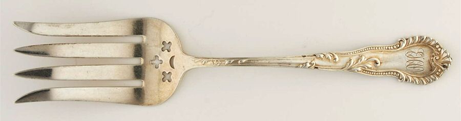 FSS4 (STERLING) Monogram Small Solid Cold Meat Serving Fork by Frank Smith-1