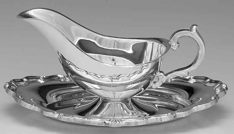 Georgetown (Silverplate, Hollowware) Plated Gravy Boat with Attached Underplate by F B Rogers-1