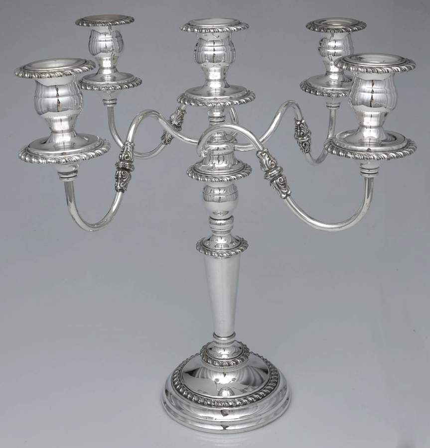 Silverplate Hollowware 5 Light Candelabra with Bobeche by Forbes-1