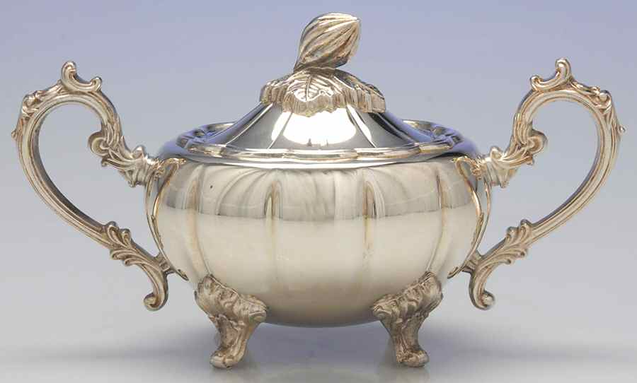 Melon (Silverplate, Hollowware) Sugar Bowl & Lid by F B Rogers-1