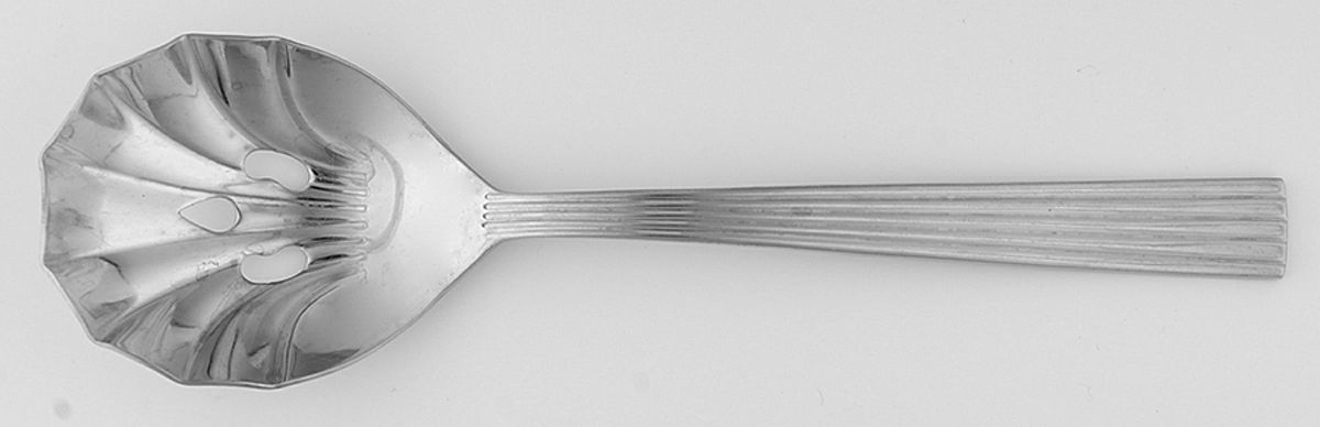 FTU5 (STAINLESS) Pierced Solid Serving Spoon by Fortunoff-1