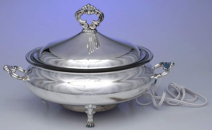 1545E (Silverplate, Holloware) Electric Food Warmer with Cord by F B Rogers-1