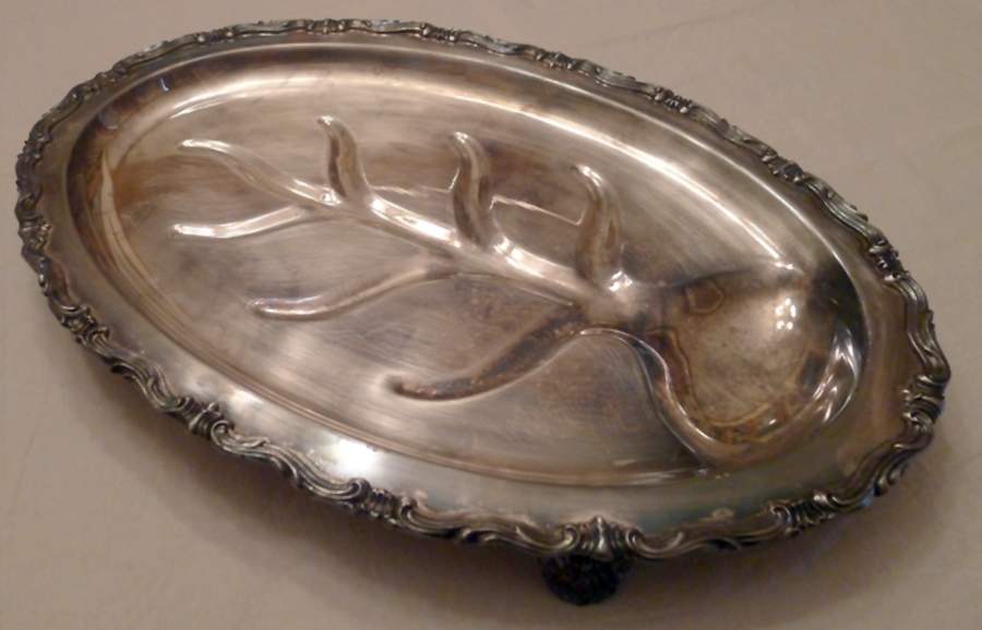 6006 (Silverplate, Hollowware) Meat Platter with Well Tree by F B Rogers-1