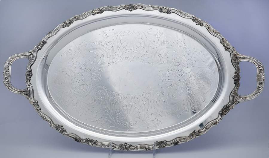 6006 (Silverplate, Hollowware) Large Silverplate Waiter Tray by F B Rogers-1