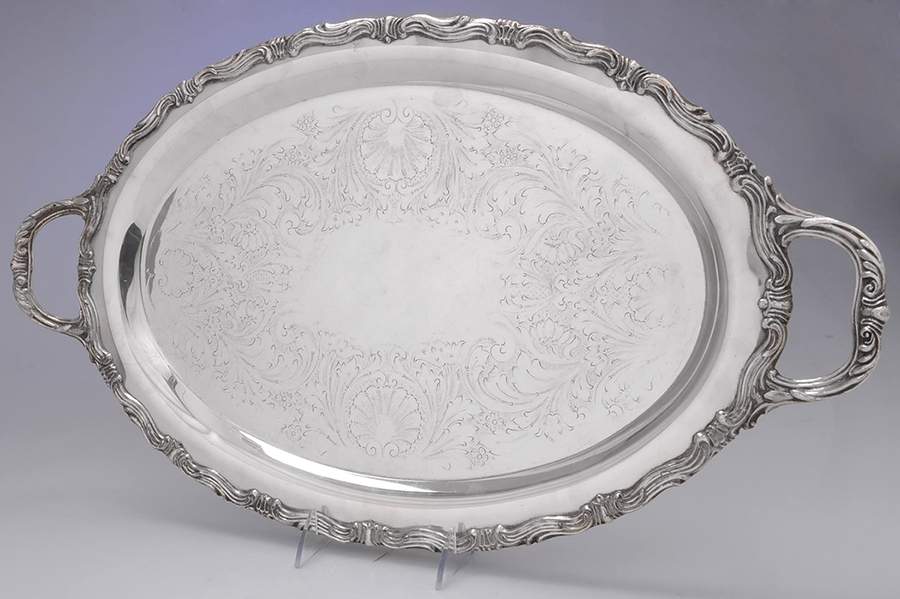 6006 (Silverplate, Hollowware) Large Silverplate Waiter Tray by F B Rogers-1
