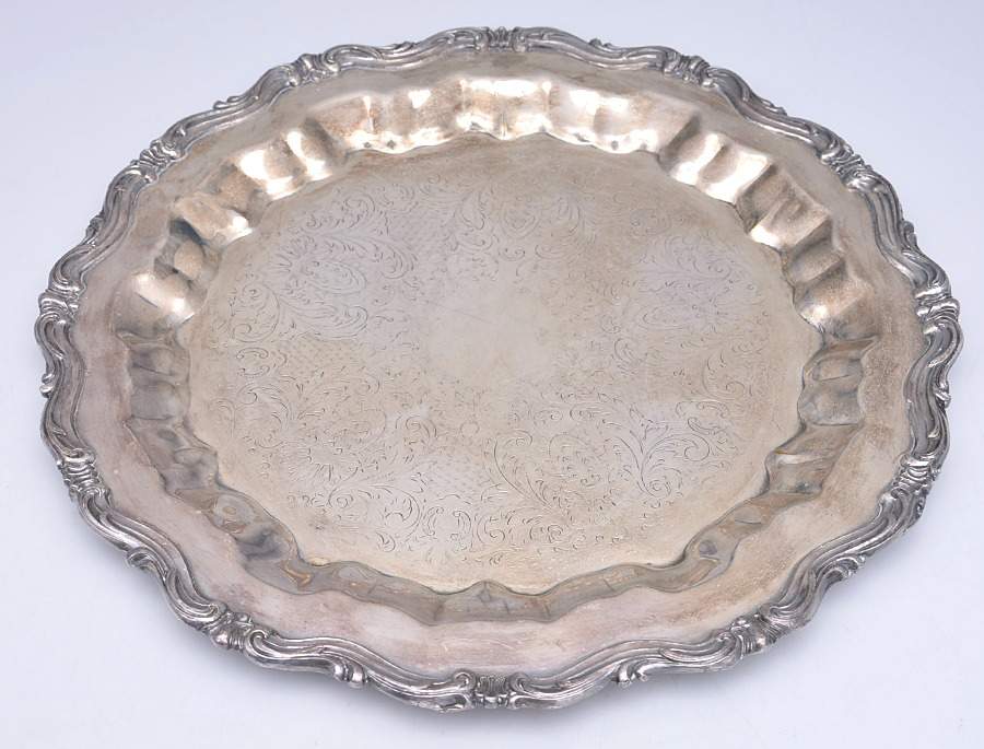 6006 (Silverplate, Hollowware) Round Silverplate Tray by F B Rogers-1