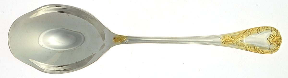 Golden Old Vienna (Silverplate, Gold Accents) Solid Salad Serving Spoon by F B Rogers-1