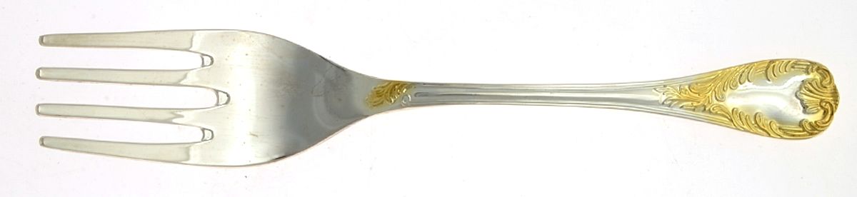 Golden Old Vienna (Silverplate, Gold Accents) Solid Salad Serving Fork by F B Rogers-1