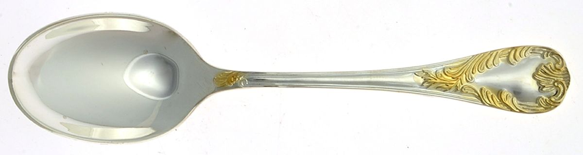 Golden Old Vienna (Silverplate, Gold Accents) Place/Oval Soup Spoon by F B Rogers-1