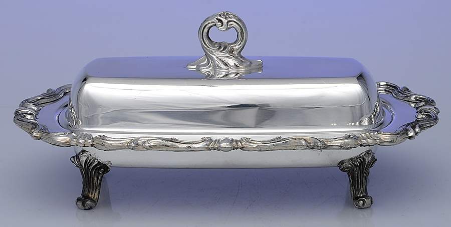 1959X (Silverplate, Hollowware) 1/4 Pound Covered Butter & Liner by F B Rogers-1