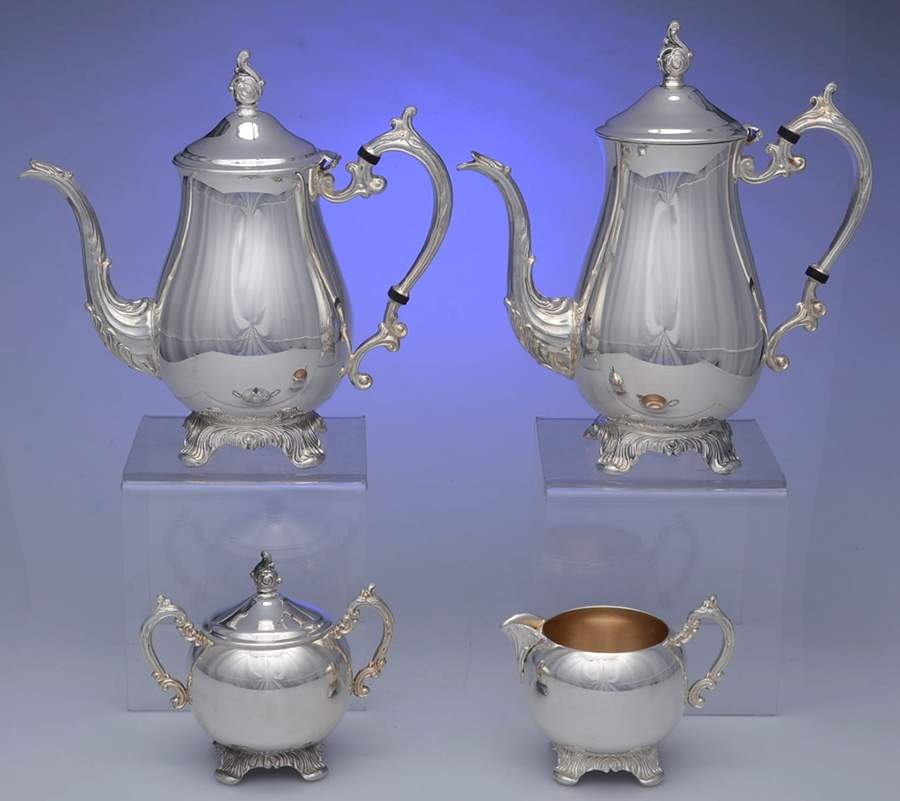 2462 (Silverplate, Hollowware) (4 Piece) Silverplate Tea Set by F B Rogers-1